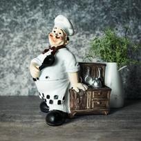 Chef Resin Figurine Statue Art Table Centerpiece Crafts Accent Kitchen Decoration white