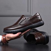 Men's Leather Shoes for Business Work Formal Leather Shoes Soft Sole Comfortable Men's Shoes Flat Sole Dad's Shoes 40 gray