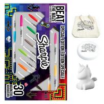 „Sharpie Fine“ žymeklių rinkinys, 30 spalvų – „Labirintas“ + dovanėlės: taupyklė, „Frisbee“ ir maišelis
