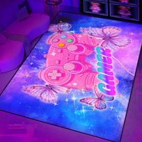 4x6 Žaidimų kilimas berniuko kambariui - 3D spausdintas žaidimų tema Fluorescentinis žalias žaidėjo zonos kilimas svetainei Paauglys berniukas Žaidėjo kambario kilimo dekoras Video Ga 120cm x 160cm blue