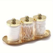 2/3pcs Qtip Holder Bathroom Set with Tray Organizer Box Acrylic Plastic Apothecary Jars Qtip Dispenser Canister Vanity Tray