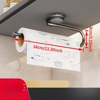 Suction Cup Kitchen Paper Towel Holder No Drill Wall Mounted Cabinet Roll Paper Rack Multifunctional Organizer for Plastic Wrap, Towel and Hanger white