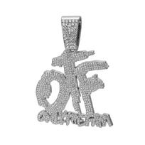 Hip Hop Fashion English Letter Otf Pendant Cuban Chain Necklace,  Suitable For Daily Wear By Men And Women , Rock Party Jewelry gray