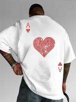 Unisex Unisex Heartshaped Printed Tshirt Playing Cards Fun Casual Street Fashion Trendy Hiphop Shortsleeve Summer Clothing Top L white