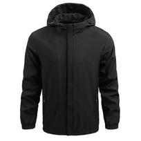 Men Solid Color Lightweight Hooded Windbreaker Zip Up Elastic Cuffs Zipper Pockets Casual Outdoor Sports Thin Jacket Windproof Coat 4XL juoda
