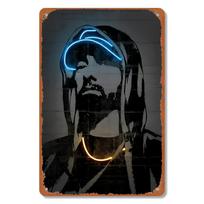 Eminem Silhouette Metal Wall Art Vintage Iron Neon Decorative Plaque WeatherResistant Easy Installation No Power Needed  f 30x40cm(11.8x15.7inch) black