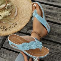 Large-Size Wedge Floral Thong Slippers – Summer New Fashionable Toe-Post Slide Casual Sandals for Women 43 geltona