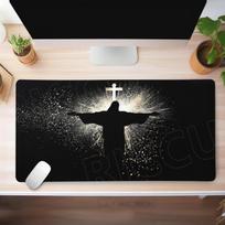 Juodas pelės kilimėlis Jėzus ir kryžius Pelės kilimėlis Didelis stalo aksesuaras Stalo kilimėlis Biuro Guminis neslystantis pelės kilimėlis PC spintelės Stalo kilimėlis Kilimėlis 30cmx60cm white