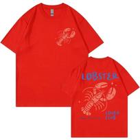 Lobster Lover Club Tshirt Funny Summer Beach Short Sleeve T Shirt Mens Womens Fashion Casual Oversized Tshirts Streetwear S red