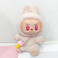 For 15/17Cm Labubu Vinyl Plush Doll Clothes Labubu Pendant Lucky Purple Bow Dress Labubu V1/V2/V3 Clothes Accessories Set no doll beige