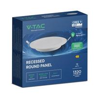 Montuojamas šviestuvas panelė V-TAC 61012RD, įleidžiama, LED, 12 W, 3000/4000/6000 K, 1320 lm, apval