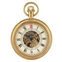 NEW Gold Capless Mechanical Pocket Watch Vintage Steampunk Mens Hand Wind Chain Watches Half Hunter auksas