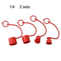 2 Sets Flat For Hydraulic Coupler Hydraulic Quick Connector 1/2  1/4  3/8  3/4  Red PVC Rubber Cap Seal Dust Covers