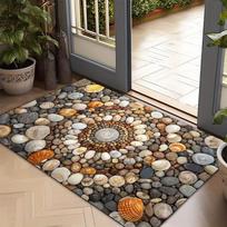 Shell and Pebble Design Welcome Mat, Entrance Mat, for Living Room, Bedroom, Laundry Room, Office Mat, Home Farmhouse Decoration 43X75CM gray