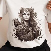 Norse Goddess Freyja Graphic T-Shirt – Viking Mythology Pagan Apparel XXXL gray