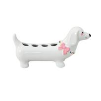 Ceramic Dachshund Toothbrush Holder 4 Slot Toothpaste Toothbrush Base  Home Decor smėlis
