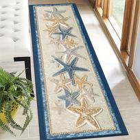 1Pcs Colorful Starfish Pattern Non-Slip Washable Area Rug Runner for Entryway, Living Room, Bedroom & Patio 60X180cm white