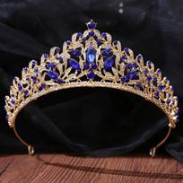 DIEZI Barokinė saldi mėlyno kristalo karūna nuotakai tiara moterims vestuvinė elegantiška princesės galvos puošmena plaukams cirkonio pankų aksesuarai blue