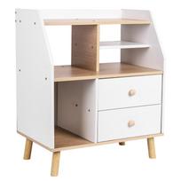 Wooden Modern Bedside Table with 2 Drawers Bedroom Bedside Cabinet Simple Bedside Storage Locker for Living Room Office gray