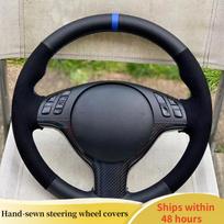 Car Steering Wheel Cover For BMW M Sport 3 5 Series E46 E39 M3 M5 ized Suede Leather DIY Steering Wheel Yellow Thread gray