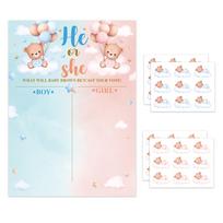 Gender Party Game Bear Stickers for Boy or Girl Baby Gender Reveal Game Supplies spalvota