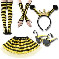 5 vnt. Bičių kostiumas suaugusioms moterims Medaus bitės kostiumų rinkinys Helovino Cosplay kostiumas Linksmi apsimetinėjimo žaidimų aksesuarai yellow