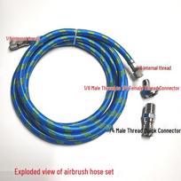 Braided Airbrush Hose & Adapter Set for Spray Gun Connection 1/8 Male to 1/4 Female Connector Set blue