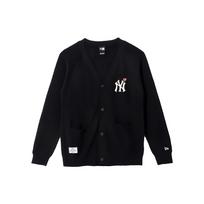New Era X MLB Collaboration New York Yankees V-Neck Single Button Raglan Sleeve Knit Sweater Unisex sweater Black 13781112 XL black