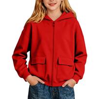Big Girls Color Long Sleeve Pullover Hoodie with Zipper 100
