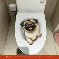 3D Cat Dog Toilet Stickers Self-adhesive Toilet Seat Decals Cute Wall Sticker  Home Decoration 07 gray