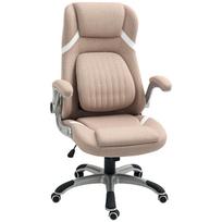 Reclining Office Chair with Adjustable Height in Fabric, 68x76x109-117 cm, Light Brown 76 x 68 x 117 cm