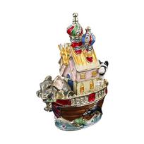 Vintage Circus Themed Jewelry Box Featuring Enamel Finish And Secure Magnetic Designs 1 beige