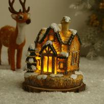 Christmas decoration resin luminous small house micro landscape European style ornaments Christmas creative Christmas gifts black