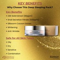 Gold Energy Snail Synergy Sleeping Pack, Korean Skincare Face Mask for Hydration & Repair, Overnight Collagen Mask for Glowing Skin, Anti-Aging & brown
