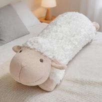 40~75cm Avies Ilgo Plauko Pagalvė Kimštas Pūkuotas Pievos Animacinis Gyvūnas Miego Pagalvėlis Ruda Balta Rožinė Pliušinė Dovana 40cm beige