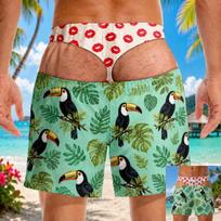 Funny Personalized Men's Swim Trunks Big Booty Beach Shorts Gag Gift Summer Fake Underwear for Him S