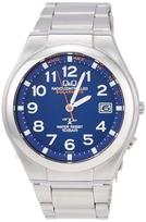 CITIZEN Q&Q Solar Radio-Controlled Analog Watch, 10 ATM Water-Resistant Model HG12-215, Silver, Men's mėlyna