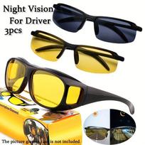 3 Pairs of Unisex Night Vision Glasses with Semi-Frames for Driving and Fashion yellow