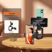Professional Multi-Angle Live Streaming Teleprompter Stand with Double-Sided Phone Clip black