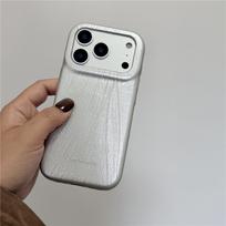 Elegant Silver Leather iPhone Case for 13/14/15/16 Pro Max and 17 Pro with High-End Style 17 Pro Max white