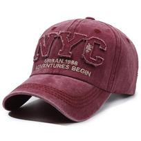 Retro Big Letter Nyc Embroidery Baseball Cap Visor Washed Cotton Peaked Cap Adjustable Casquette For Man Women black