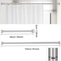 Stainless Steel Shower Curtain Rod Adjustable Spring Tension Rods No Drill for Bathroom Closet Window Room Divider Curtain Pole white