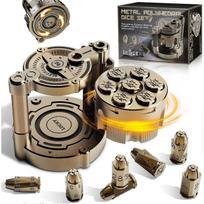 Metal Polyhedral Bullet Dice Set of 7 with Spinning Revolver Cylinder Container - Cyberpunk Style Metal Dice for Warhammer 40K, D&D Pathfinder, War or