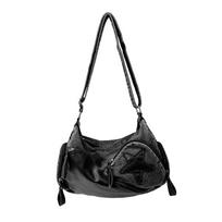 Star Pattern Denim Bag Vintage Women Crossbody Bag Multi-Pocket Underarm Bag mėlyna