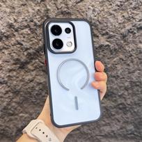 Magnetic Case For Oppo Reno 16 Pro Case For MagSafe Aluminium Alloy Metal Frame Matte Transparent Acrylic Cover OPPO Reno16 Pro 5G juoda