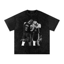Lebron James and Stephen Curry T Shirt USA Autograph Vintage Washed Oversized Tee M black