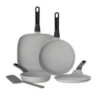 BergHOFF 4 dalių keptuvių rinkinys – Uqonic Downdraft serija su 20/24/26 cm keptuvėmis + blynų keptuve ir nemokamu mentele