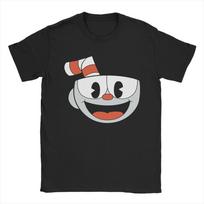 Cuphead Vintage Sunset T-Shirt for Men Cartoon Unique Pure Cotton Tees Crew Neck Short Sleeve T Shirt Graphic Tops L orange