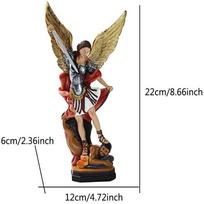 Šv. Šv. Mykolas Arkangelas, žudantis demoną, figūrėlė Dervos ornamentas Namų biuro stalo miegamojo dekoracija Dovana Statulėlė Skulptūra brown