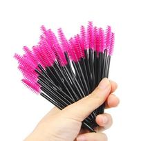 50 vnt. vienkartinis blakstienų šepetėlis, blakstienų tušas, aplikatorius, suktukas, makiažo įrankis 50pcs ryškiai rožinė
